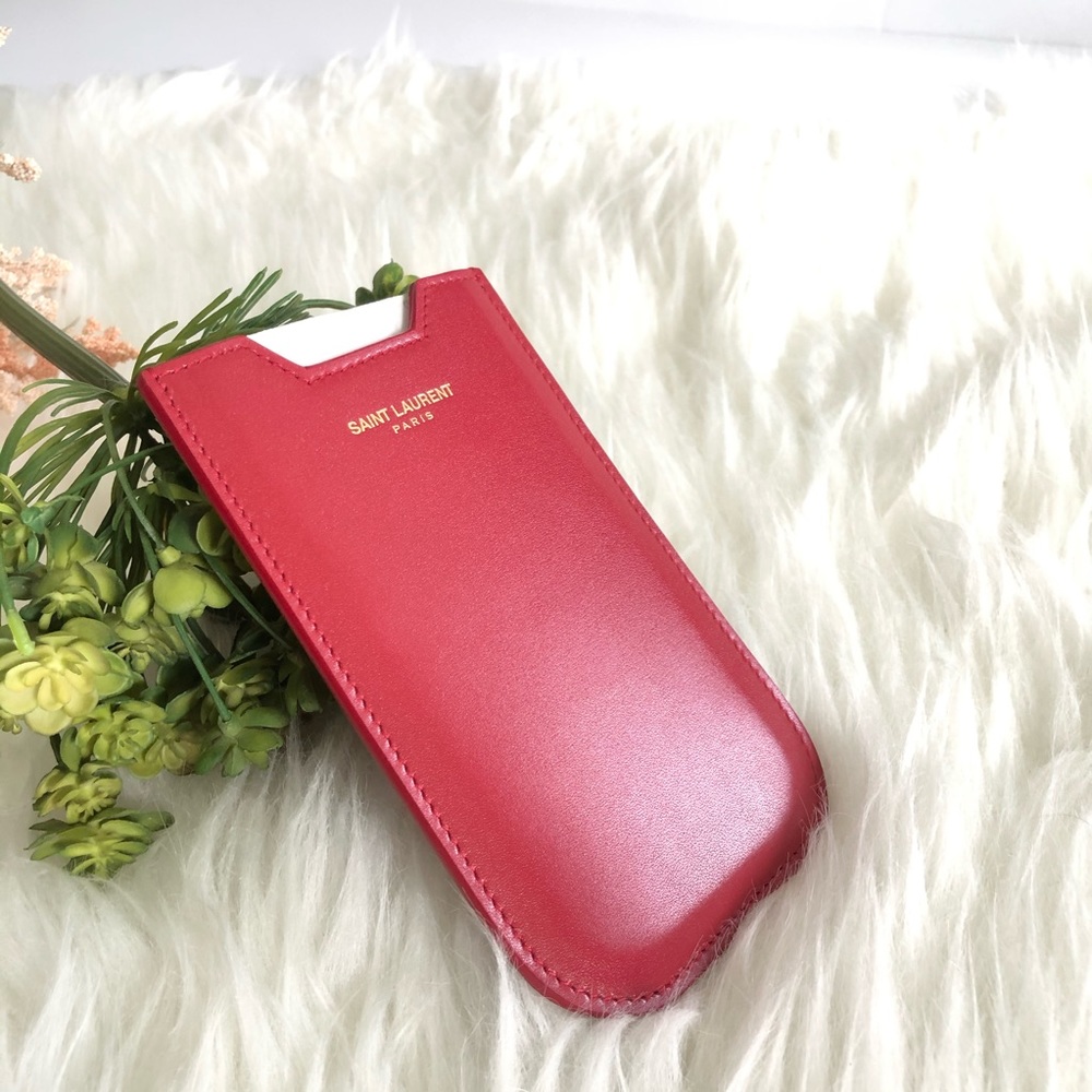 NWOT Saint Laurent Leather Case / Card holder Red